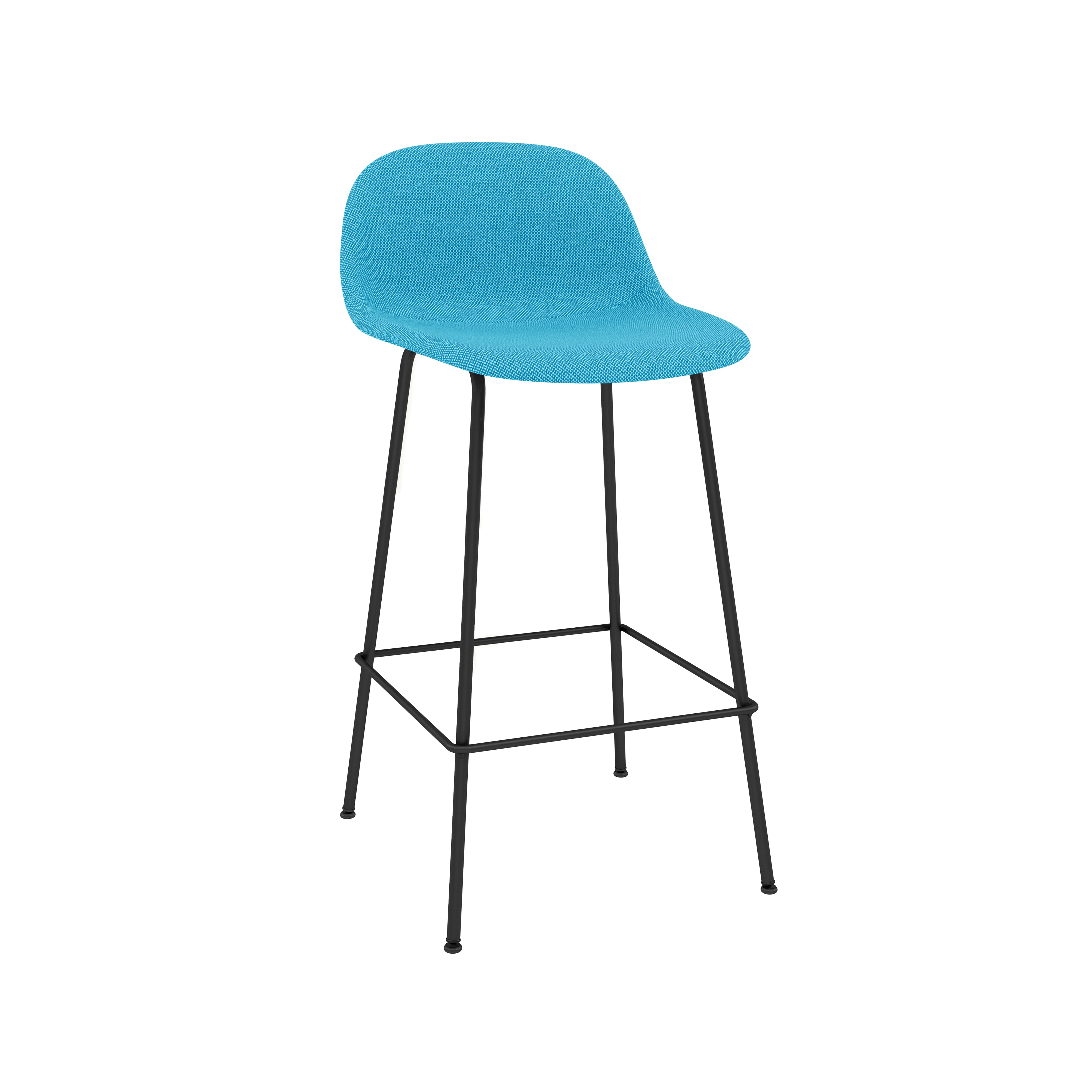 Fiber Counter Stool with Backrest: Tube Base + Upholstered + Black