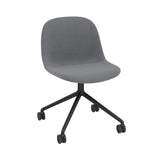 Fiber Side Chair: Swivel Base with Castors + Recycled Shell + Upholstered + Anthracite Black + Black