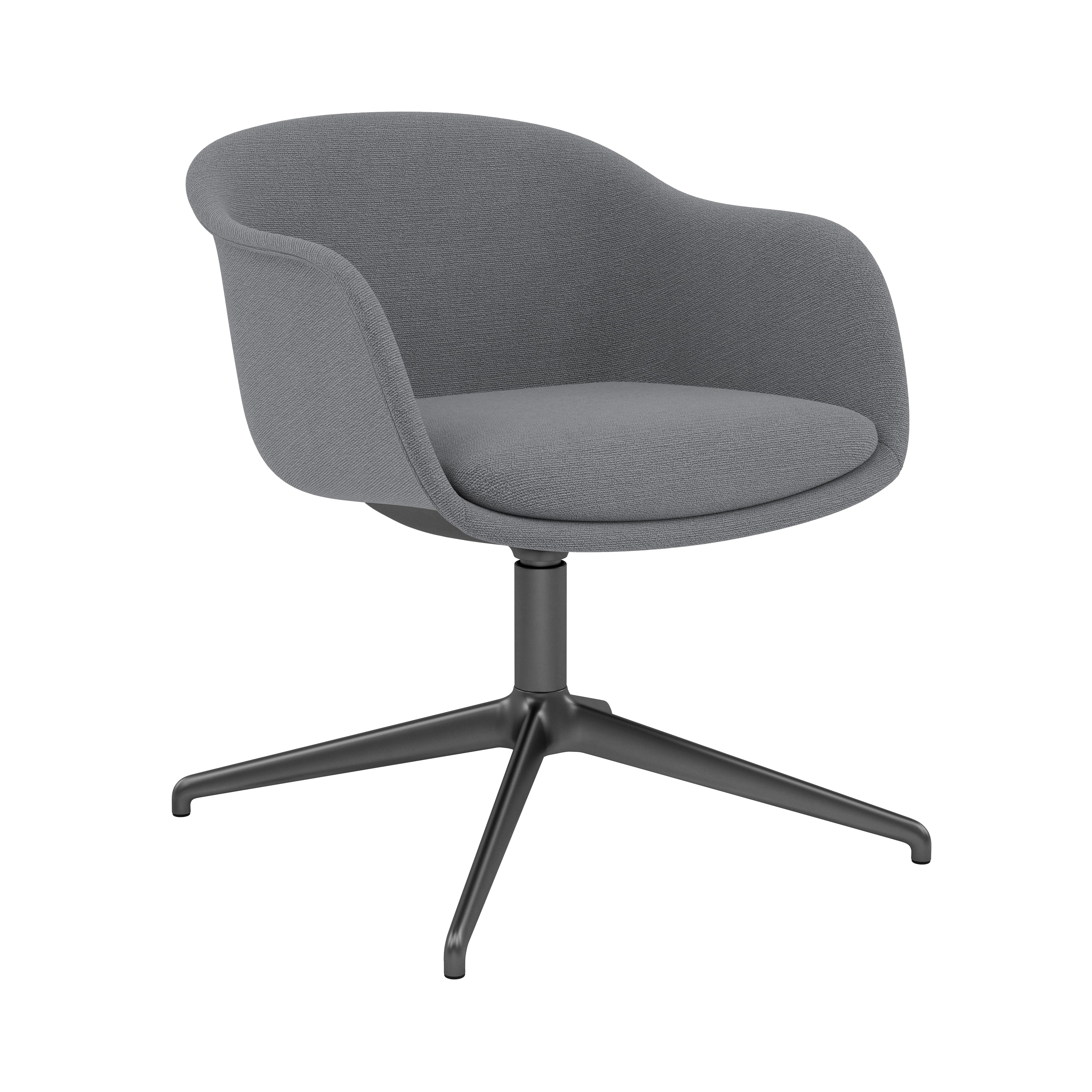 Fiber Conference Armchair: Swivel Base with Return + Recycled Shell + Anthracite Black