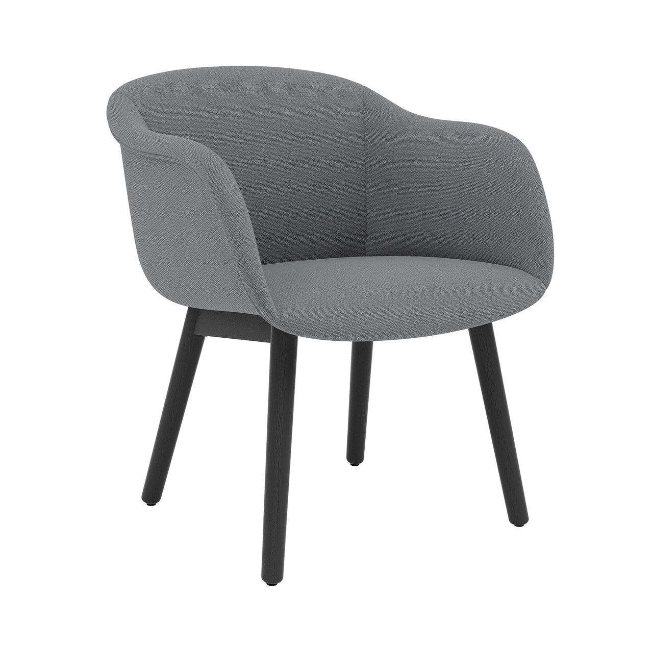 Fiber Soft Armchair: Wood Base + Upholstered + Black