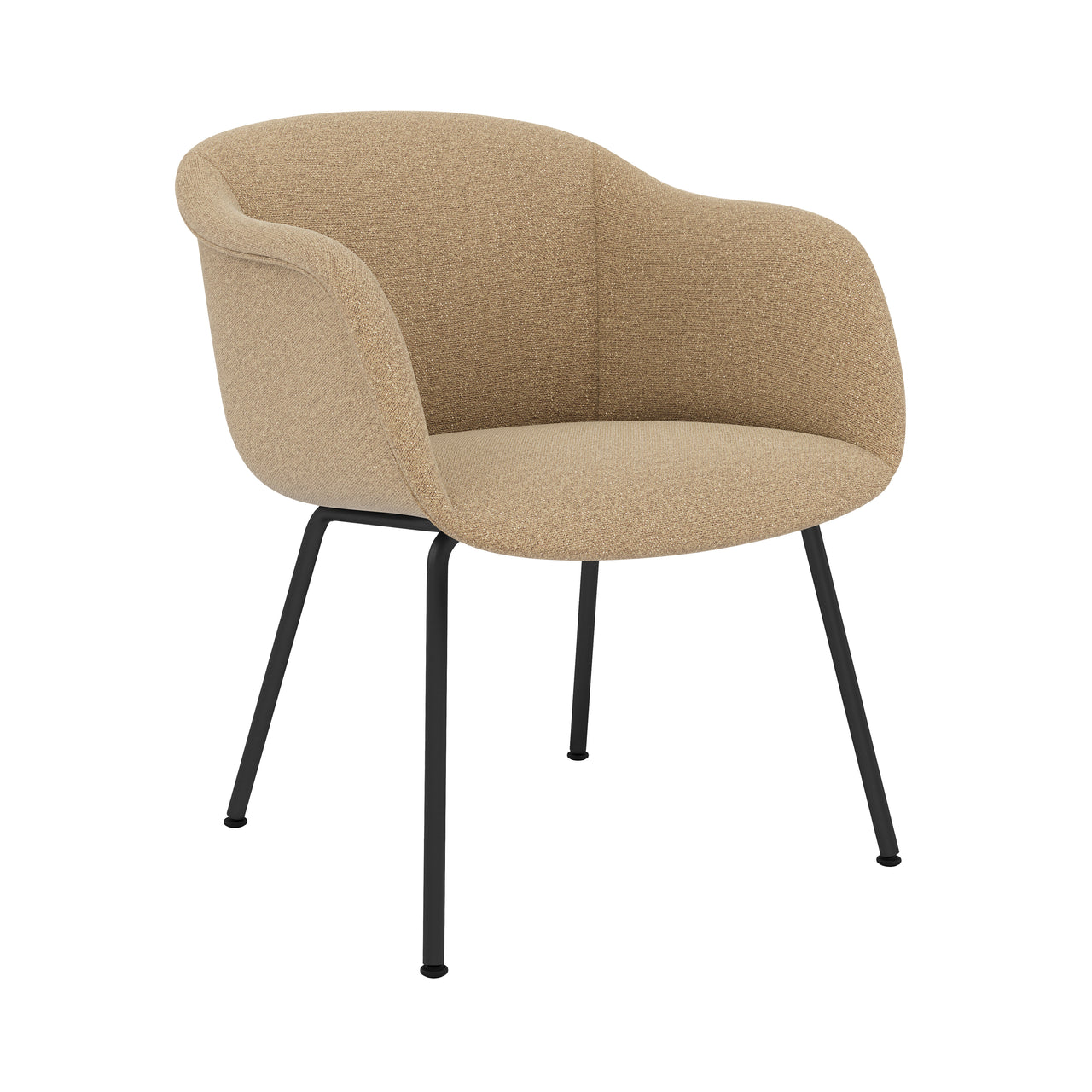 Fiber Soft Armchair: Tube Base + Upholstered Shell + Black