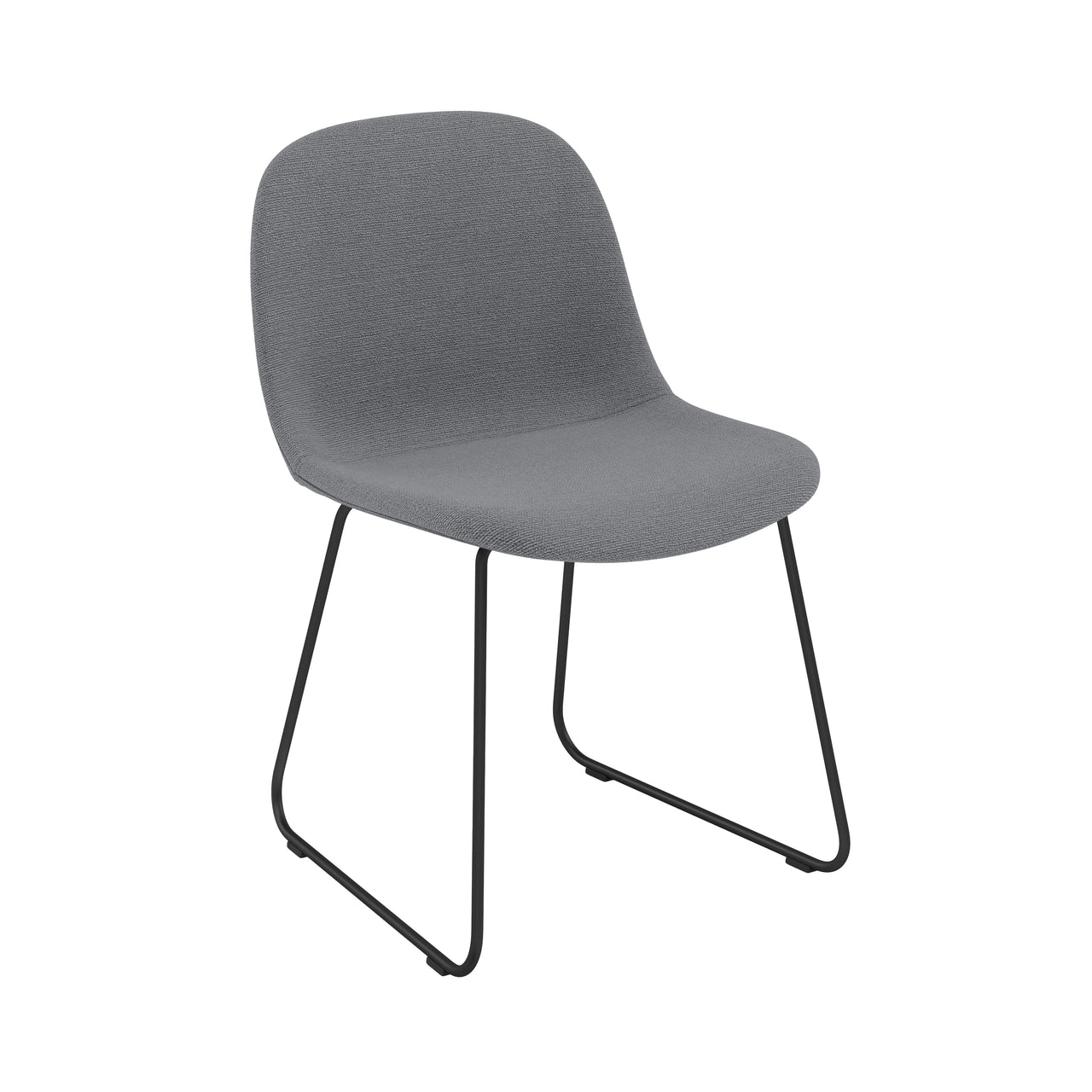 Fiber Side Chair Sled Base: Upholstered + Recycled Shell + Black