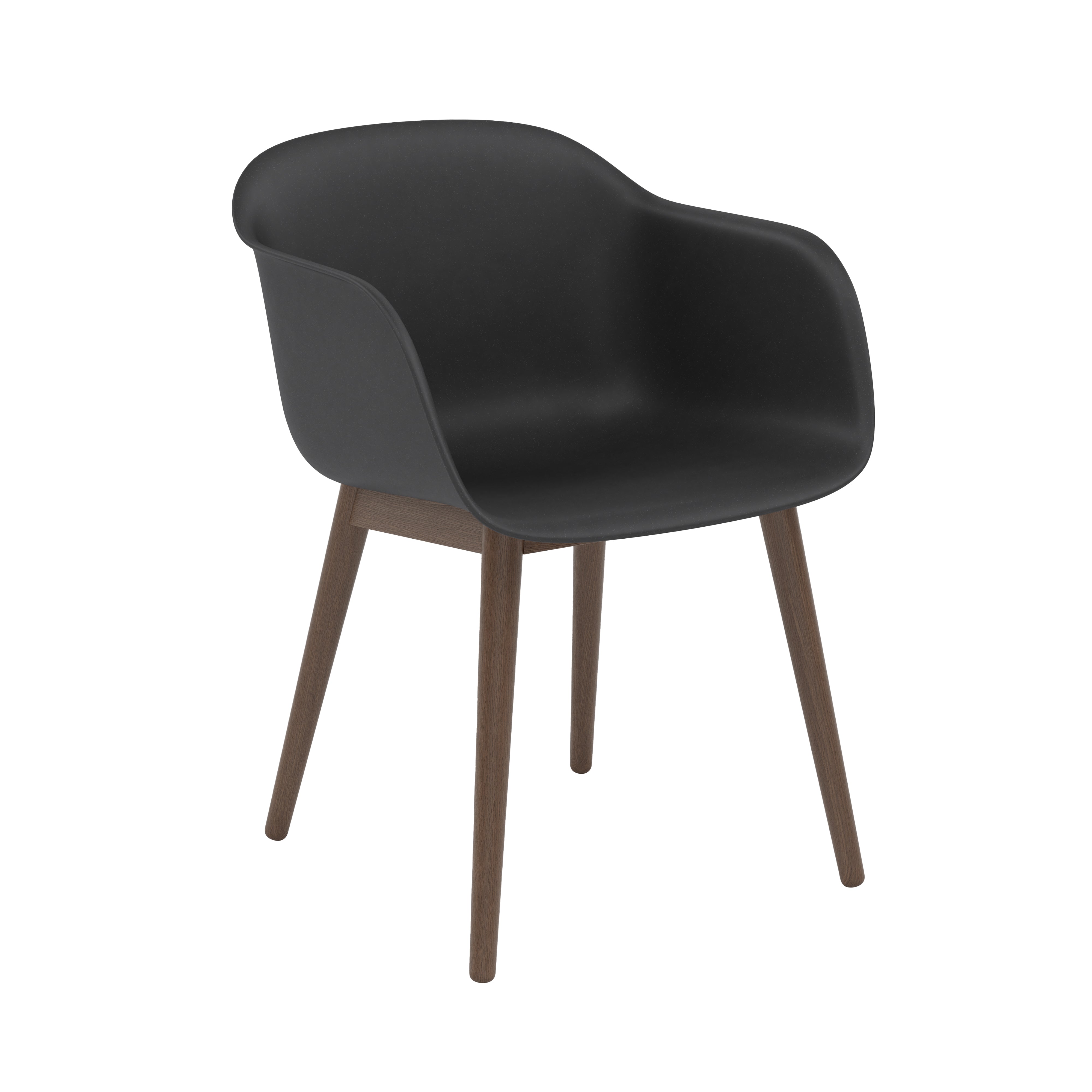 Fiber Armchair: Wood Base + Recycled Shell + Black + Stained Dark Brown