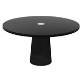 Container Round Table: Large + Cable Feed +Black Stained with Hole + Black