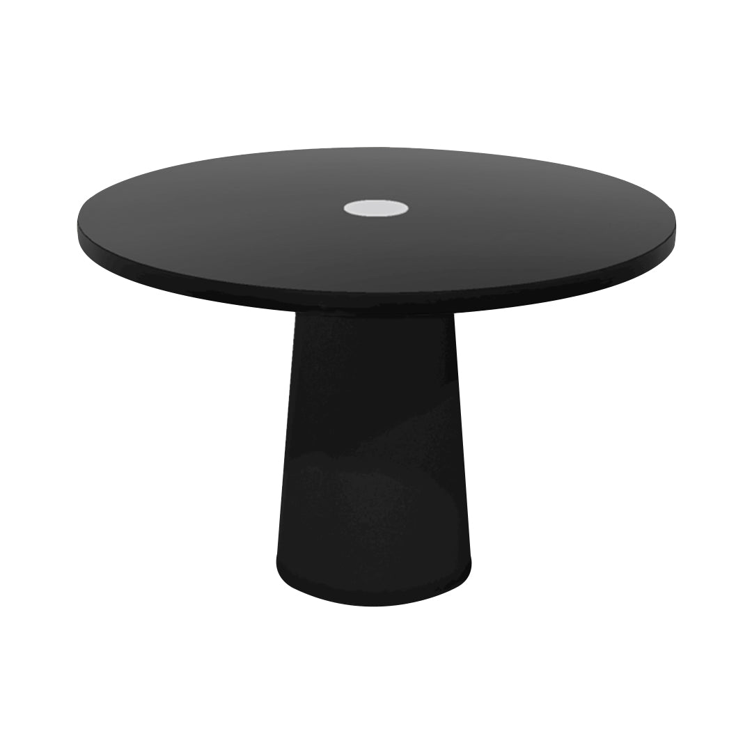 Container Round Table: Medium + Cable Feed + Black Stained with Hole + Black