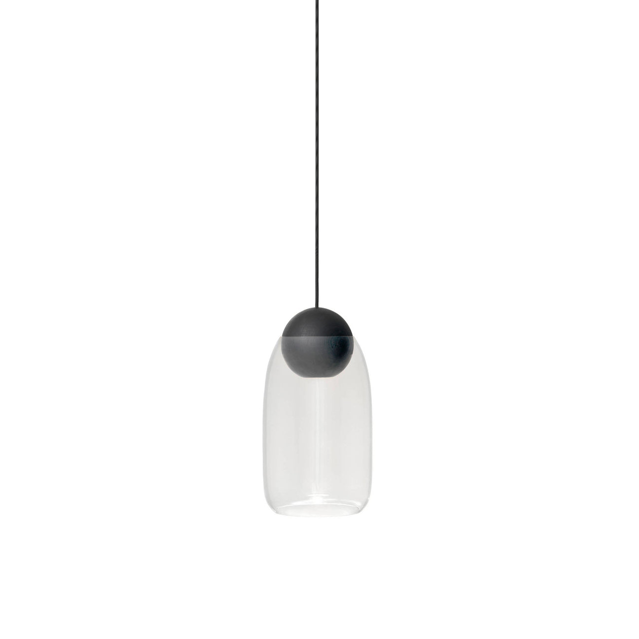 Liuku Pendant Ball Light: Transparent + Black Stained Lacquered