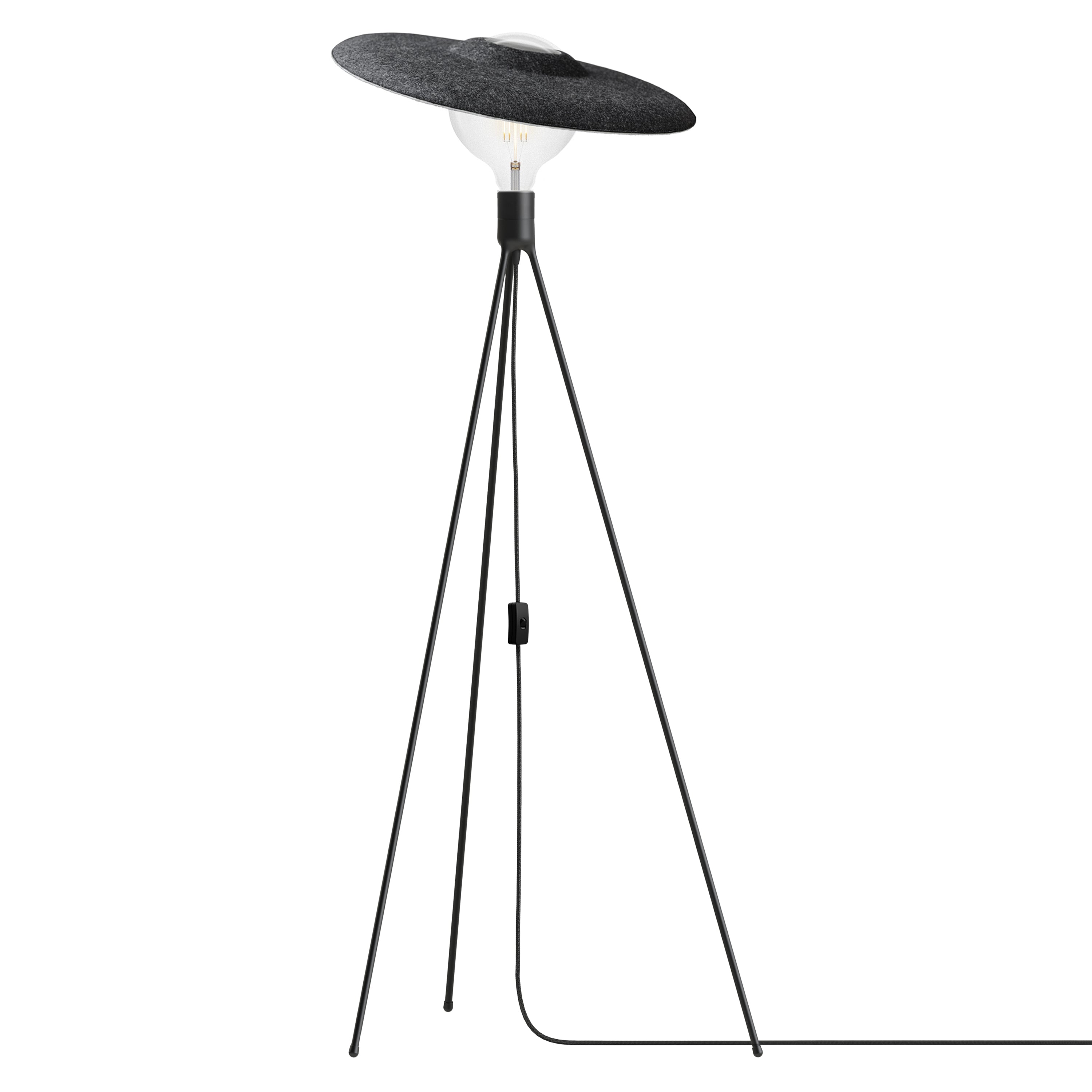 Shade Tripod Floor Lamp: Matt Black + With Bulb (3 W)