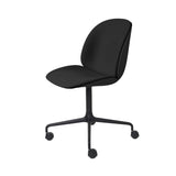 Beetle Meeting Chair: Castor Base + Front Upholstery + Black + Black Matt