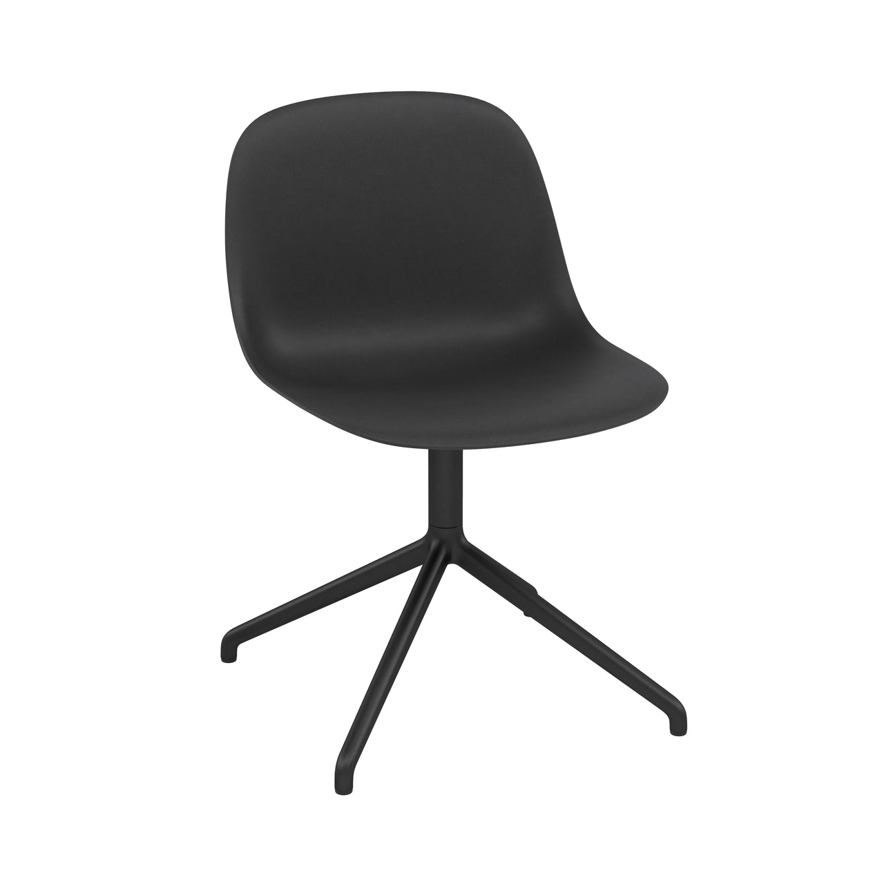 Fiber Side Chair: Swivel Base with Return + Recycled Shell + Black + Black