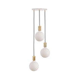 Triple Pendant with Sphere IV: White + Oak + Brass