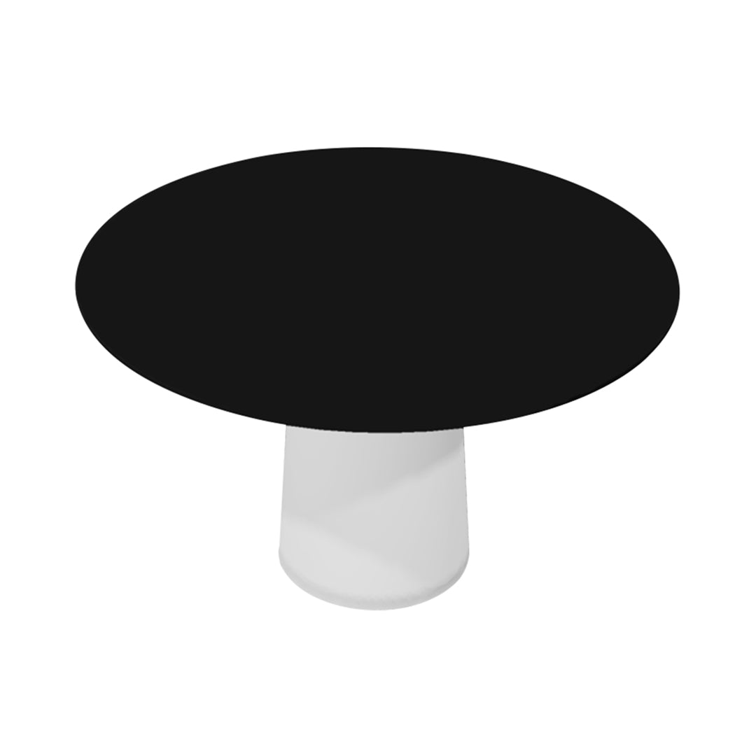 Container HPL Round Table: Extra Large + Cable Feed + Black + White
