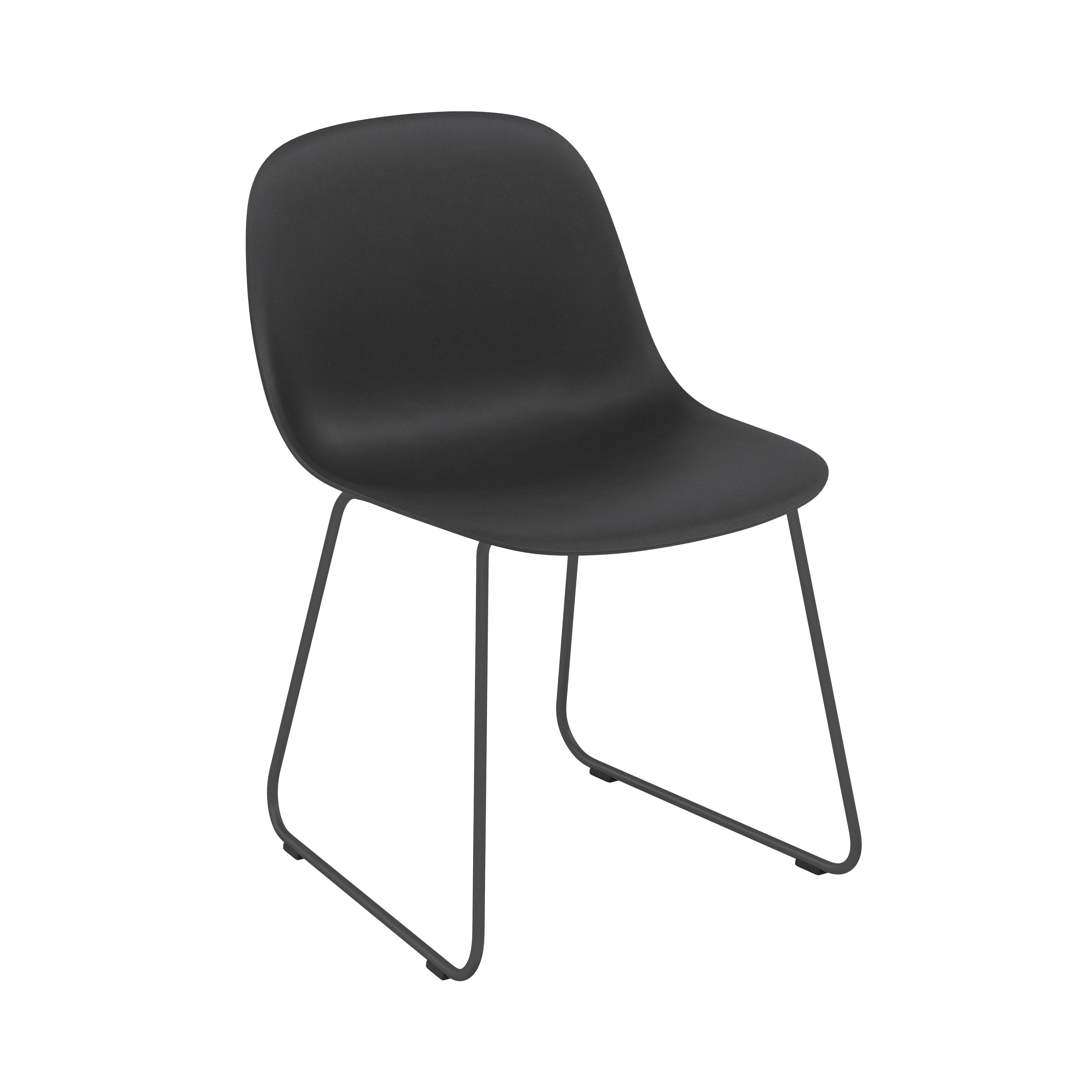 Fiber Side Chair: Sled Base + Recycled Shell + Anthracite Black + Black