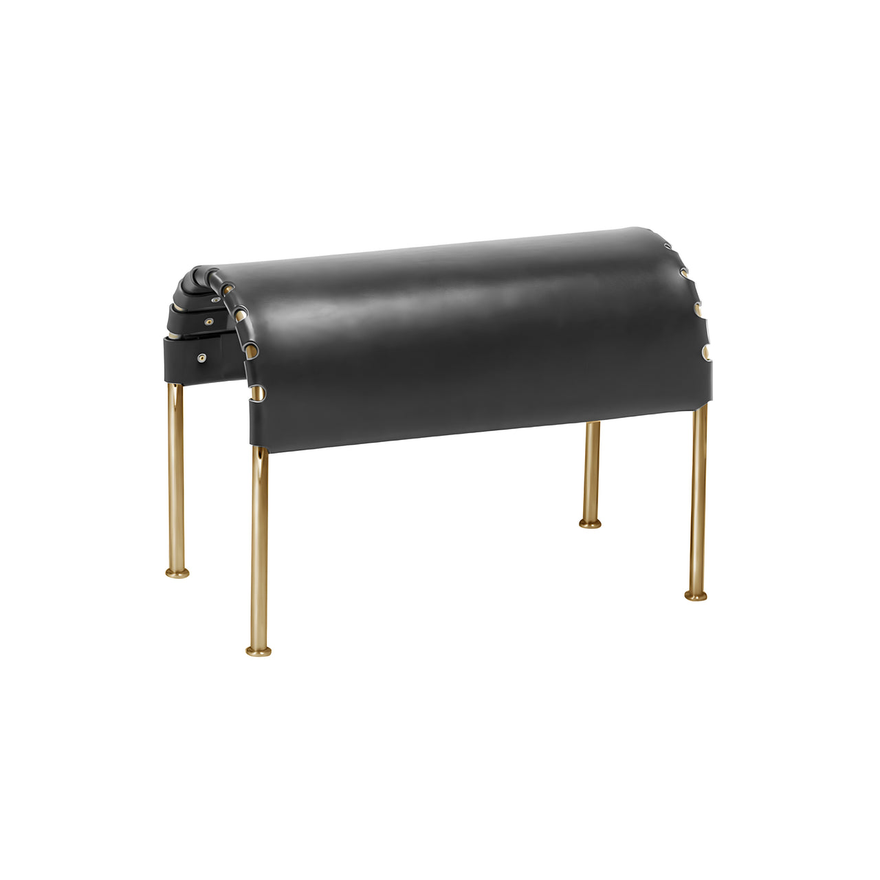 Bruno Footstool: Brass Treated + Tarnsjo Leather Black
