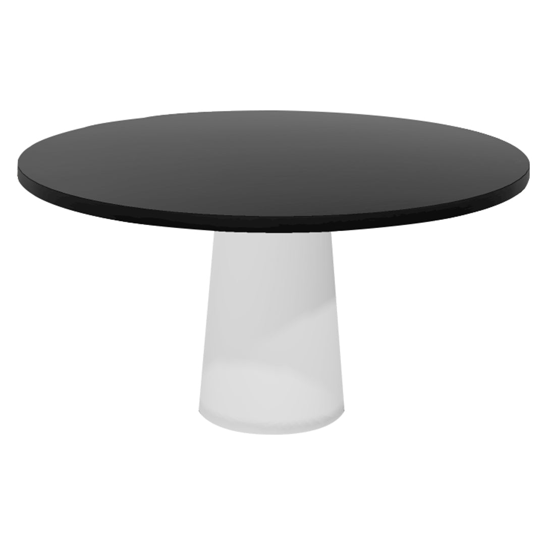 Container Round Table: Large + Cable Feed + Black Stained + White