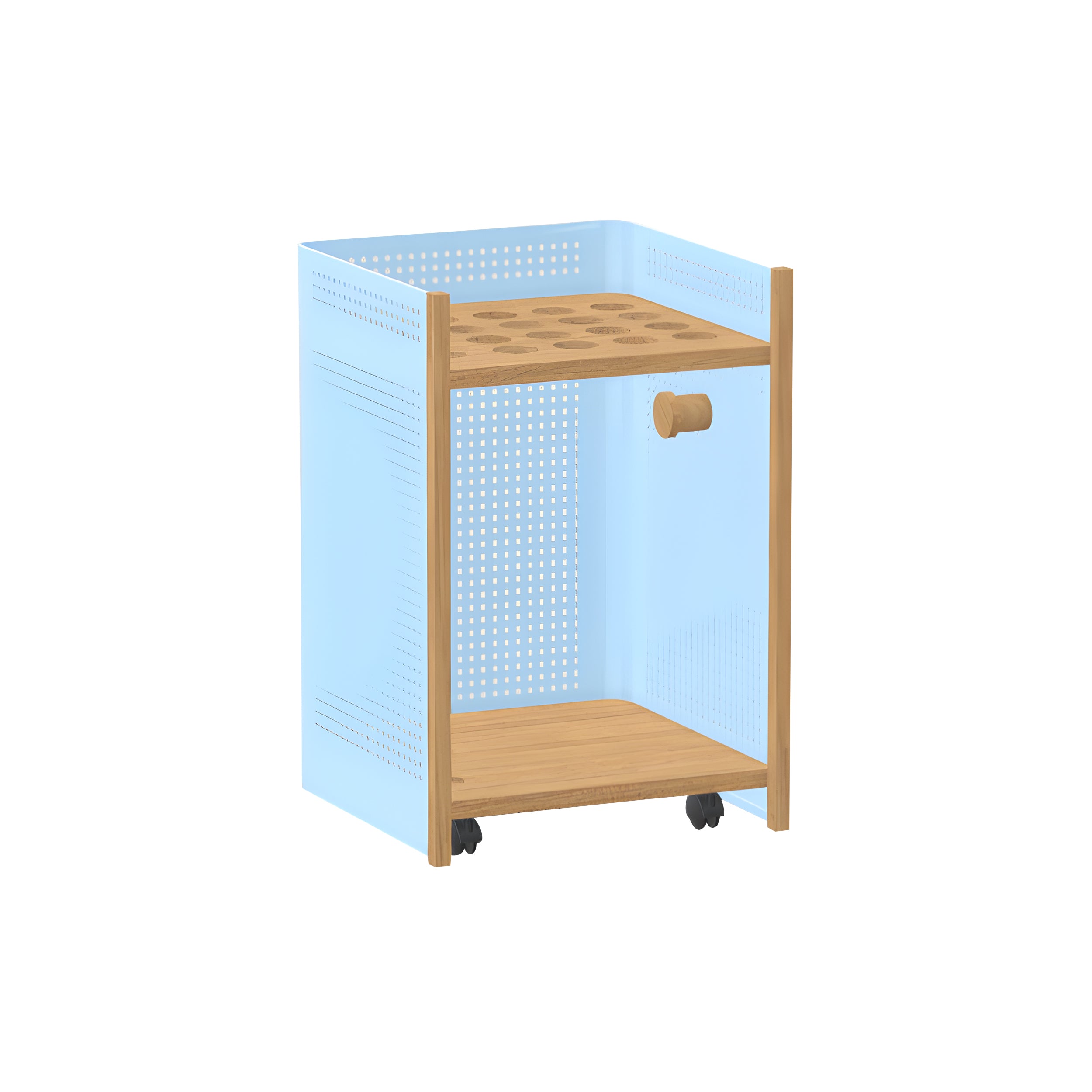 Mou Outdoor Floor Cue Rack: Cool Blue + Iroko HPL