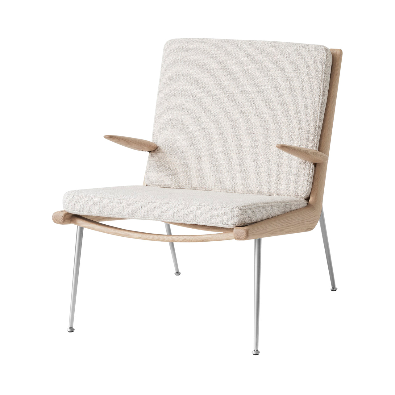 Boomerang Armchair HM2: Oiled Oak + Stainless Steel