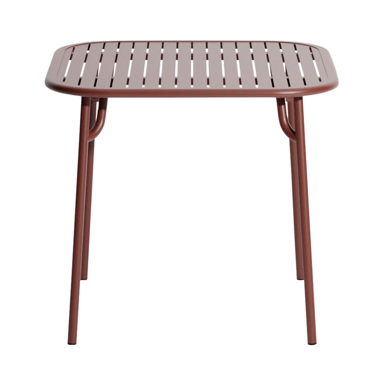 Week-End Square Dining Table with Slats: Red Brown