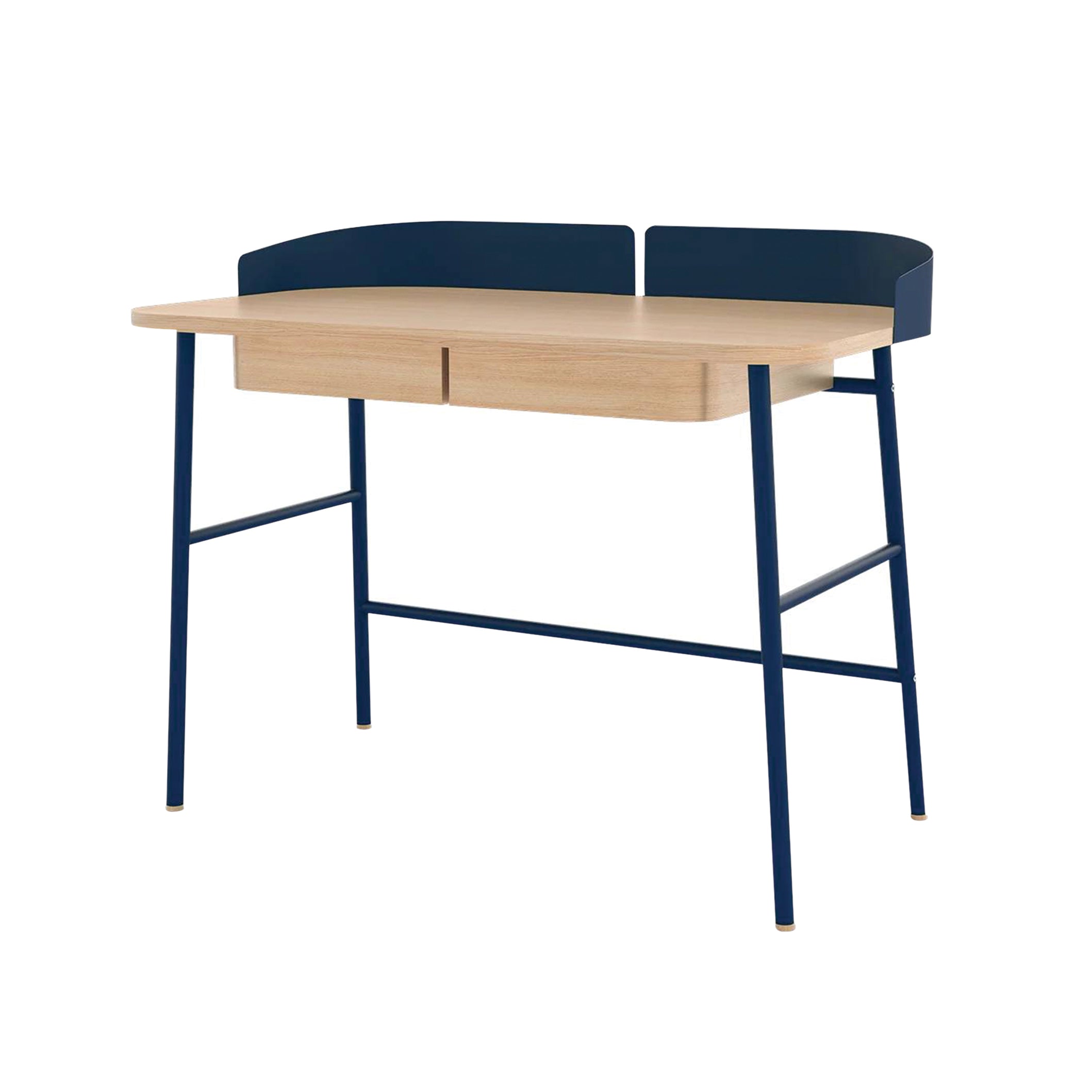 Victor Desk: Natural Oak + Blue