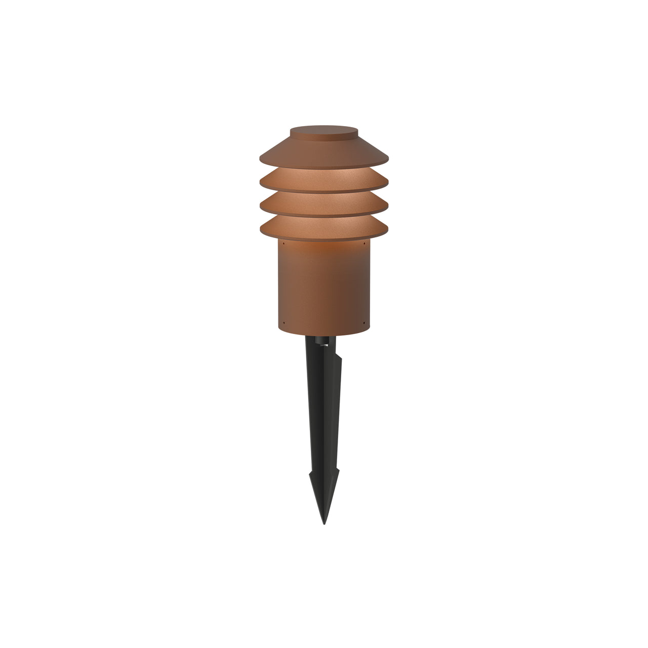 Bysted Garden Bollard Lamp: Short + Corten + Spike without Adaptor