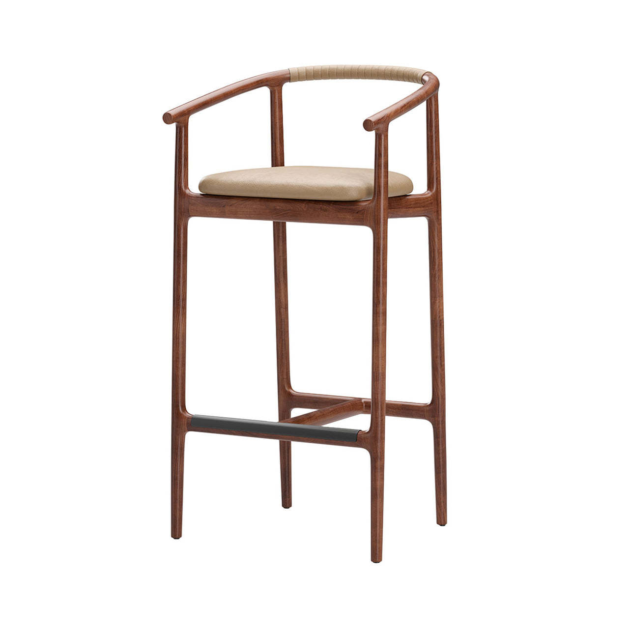 Charlie Bar Chair: Natural Walnut