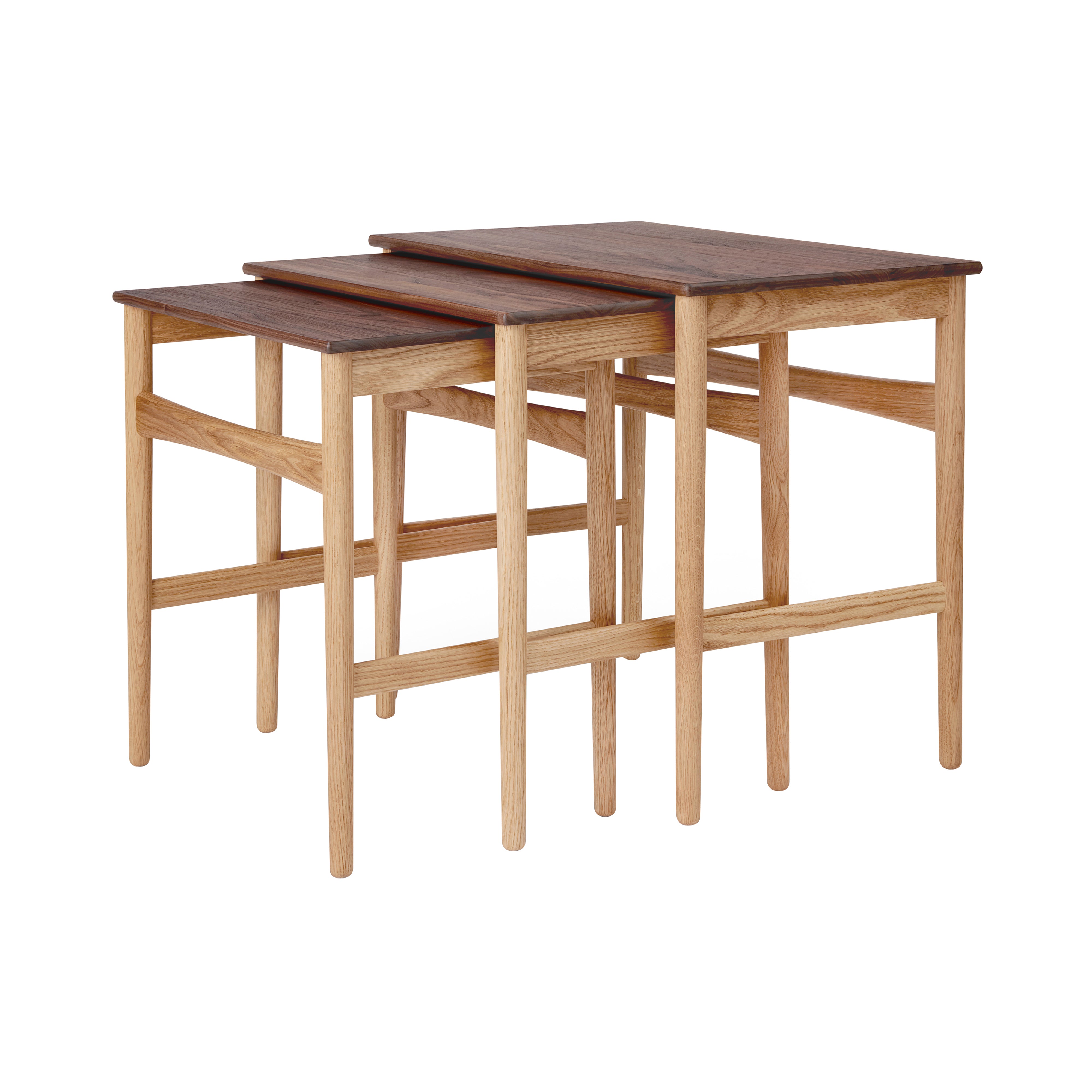 CH004 Nesting Tables: Set of 3 + Oiled Oak + Walnut