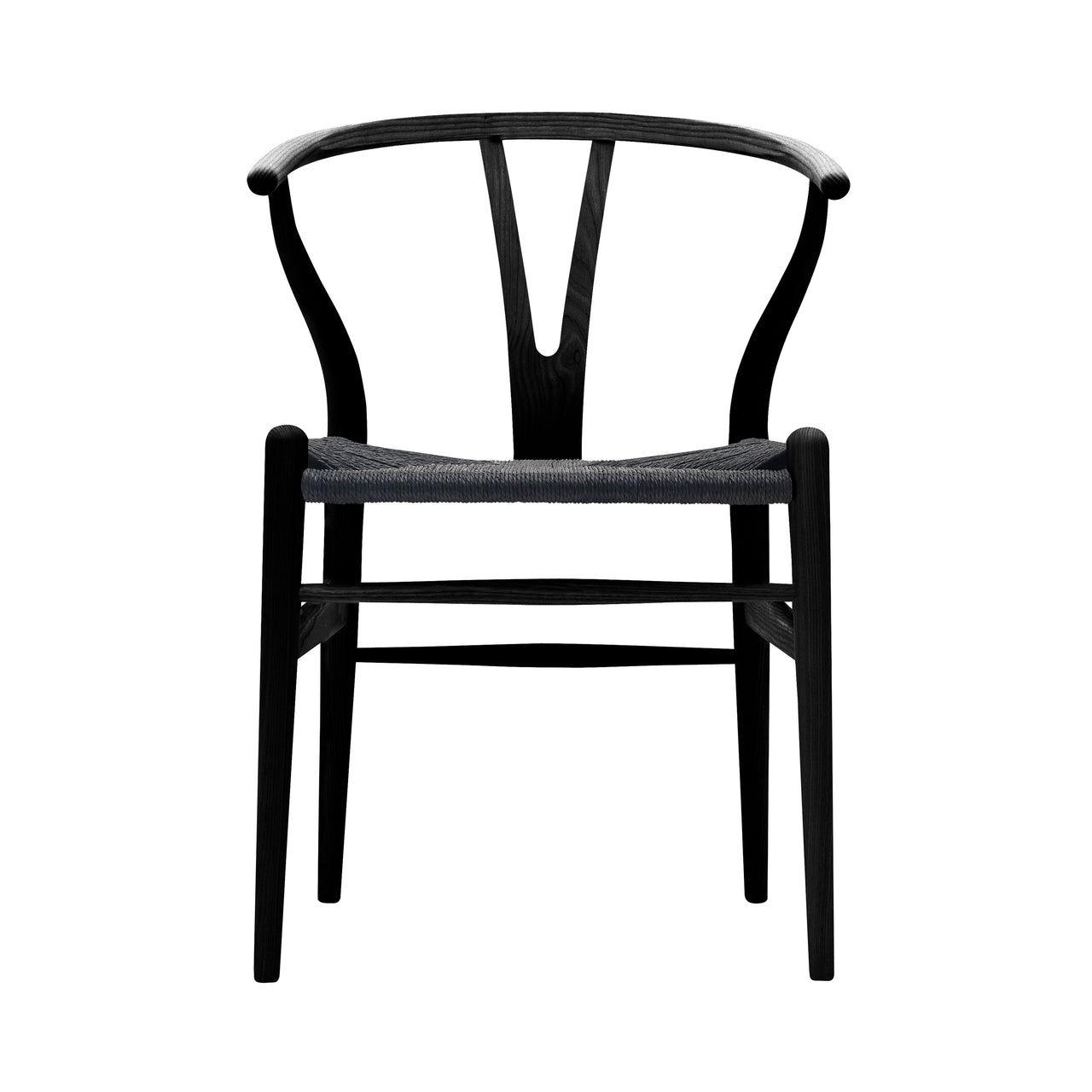 CH24 Wishbone Chair: Black + Black Ash