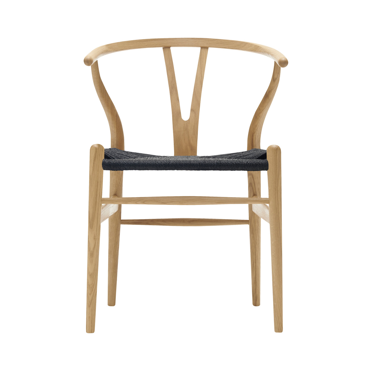 CH24 Wishbone Chair: Black + Lacquered Oak