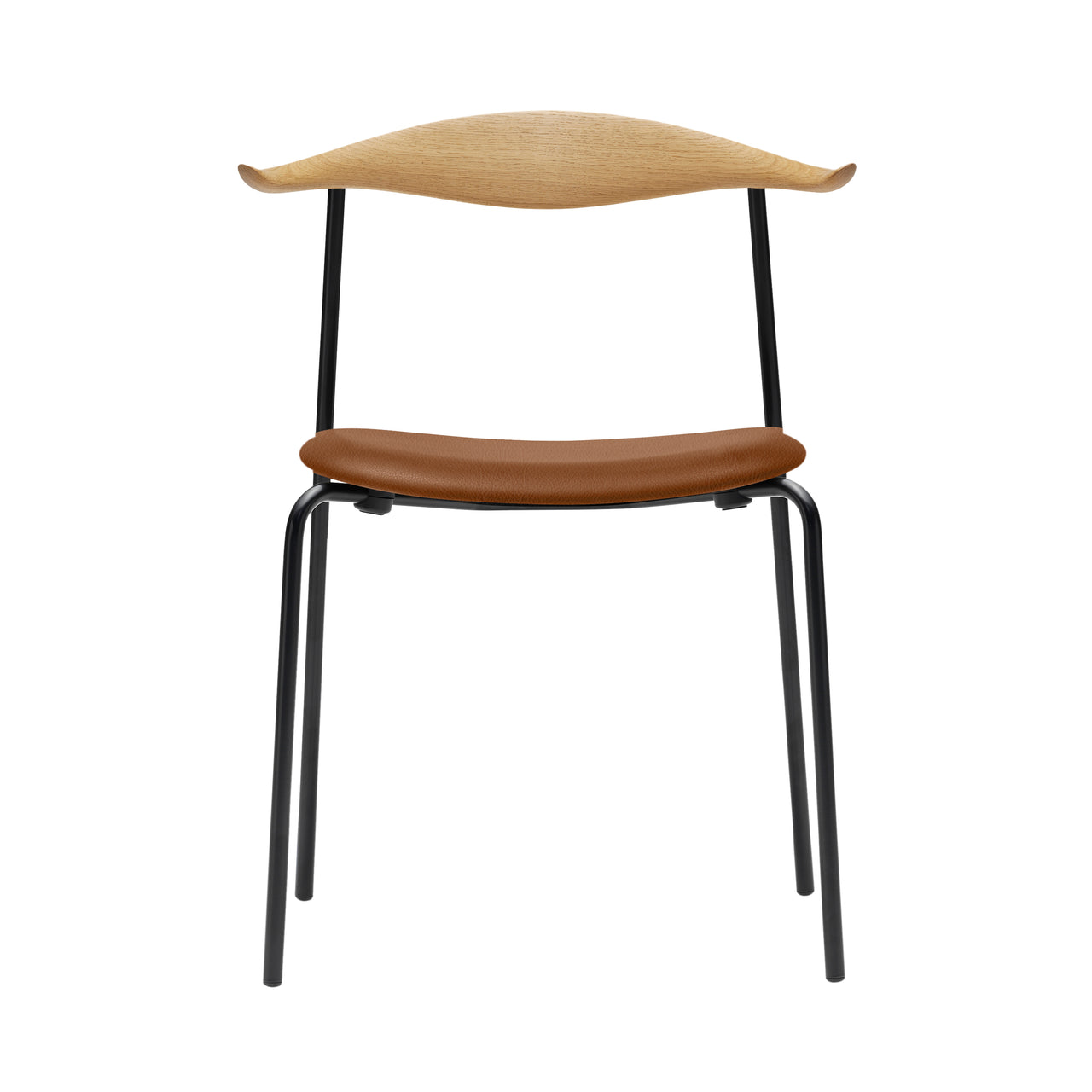 CH88P Dining Chair: Black Steel + Oak + Oiled Oak