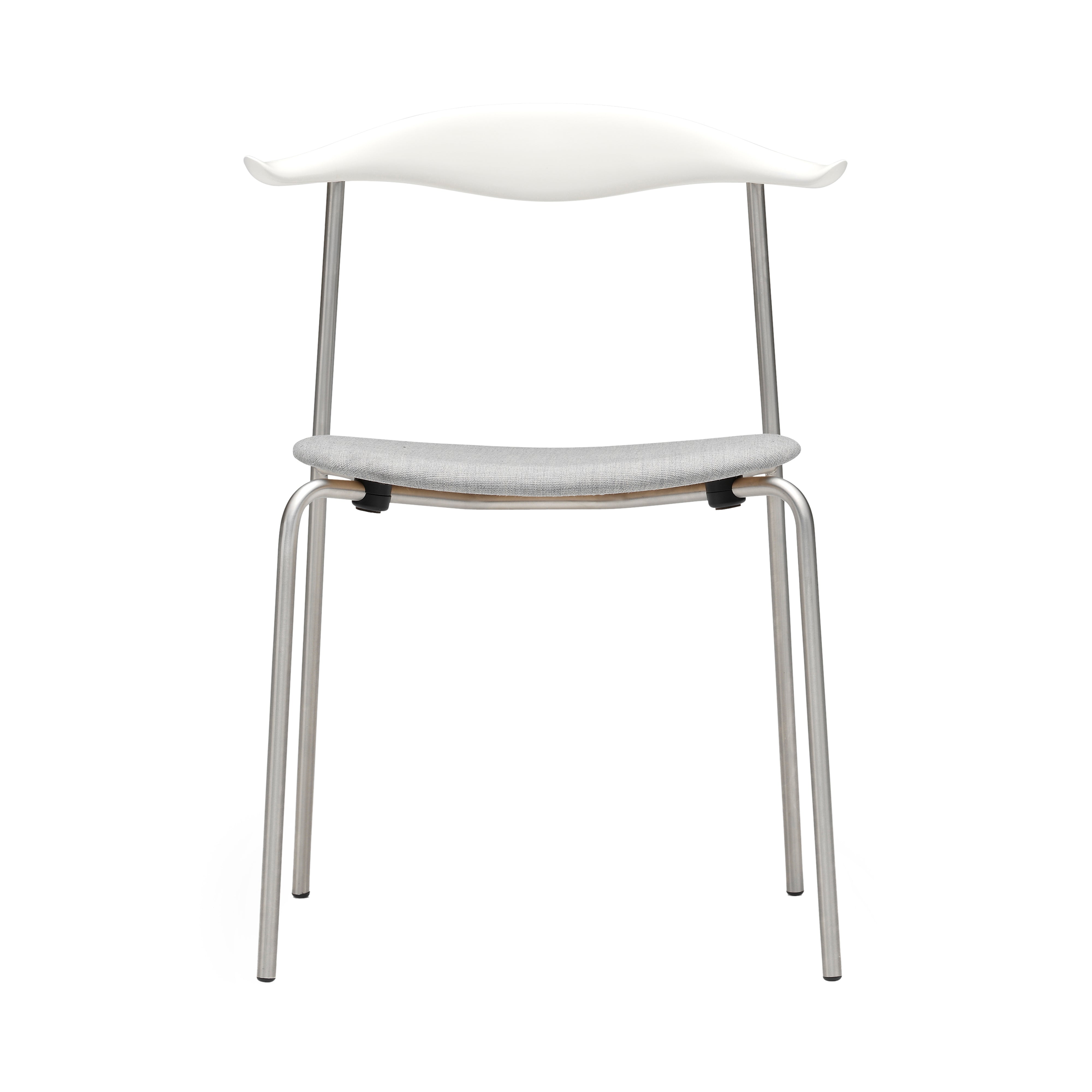 CH88P Dining Chair: Stainless Steel + Beech + Natural White Beech