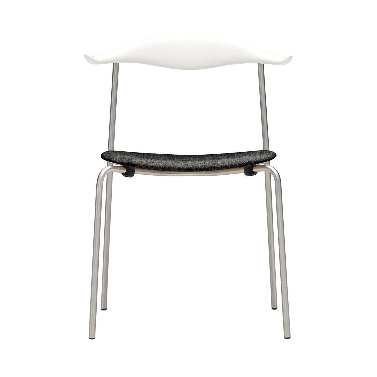 CH88P Dining Chair: Stainless Steel + Beech + Natural White Beech