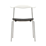 CH88P Dining Chair: Stainless Steel + Beech + Natural White Beech