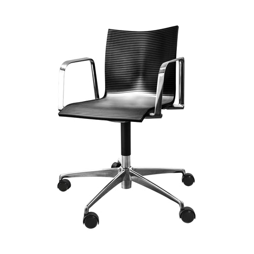 Chairik XL 135 Armchair: 5-Star Swivel base + Black Plastic