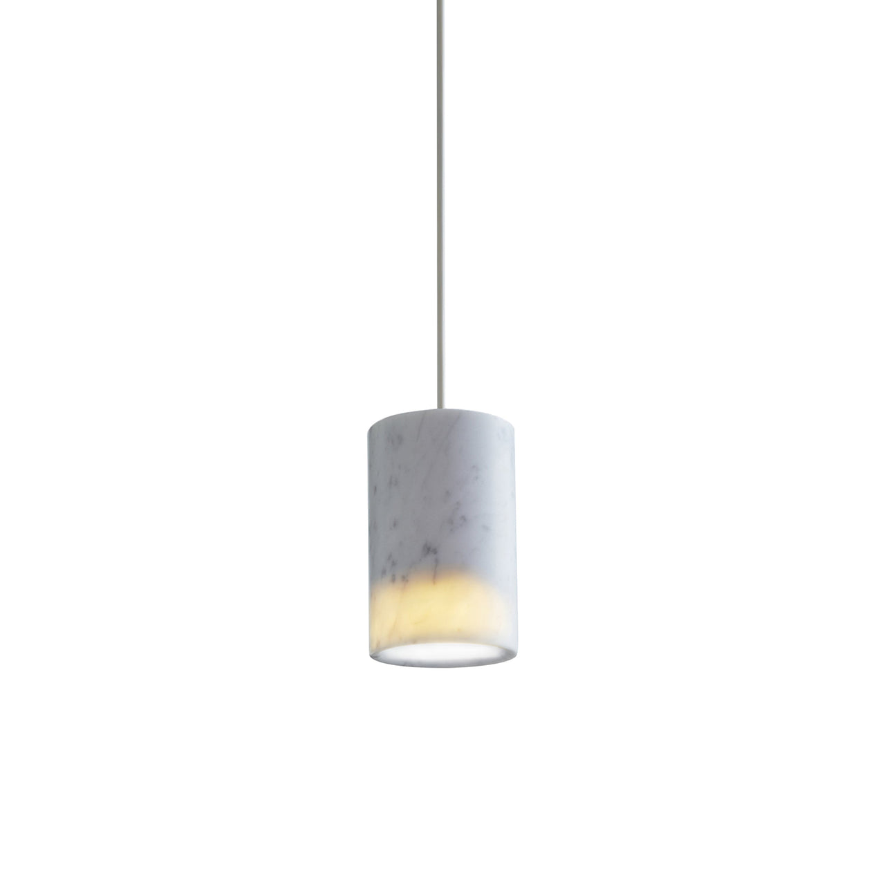 Solid Pendant: 1 + Cylinder + Carrara Marble + White