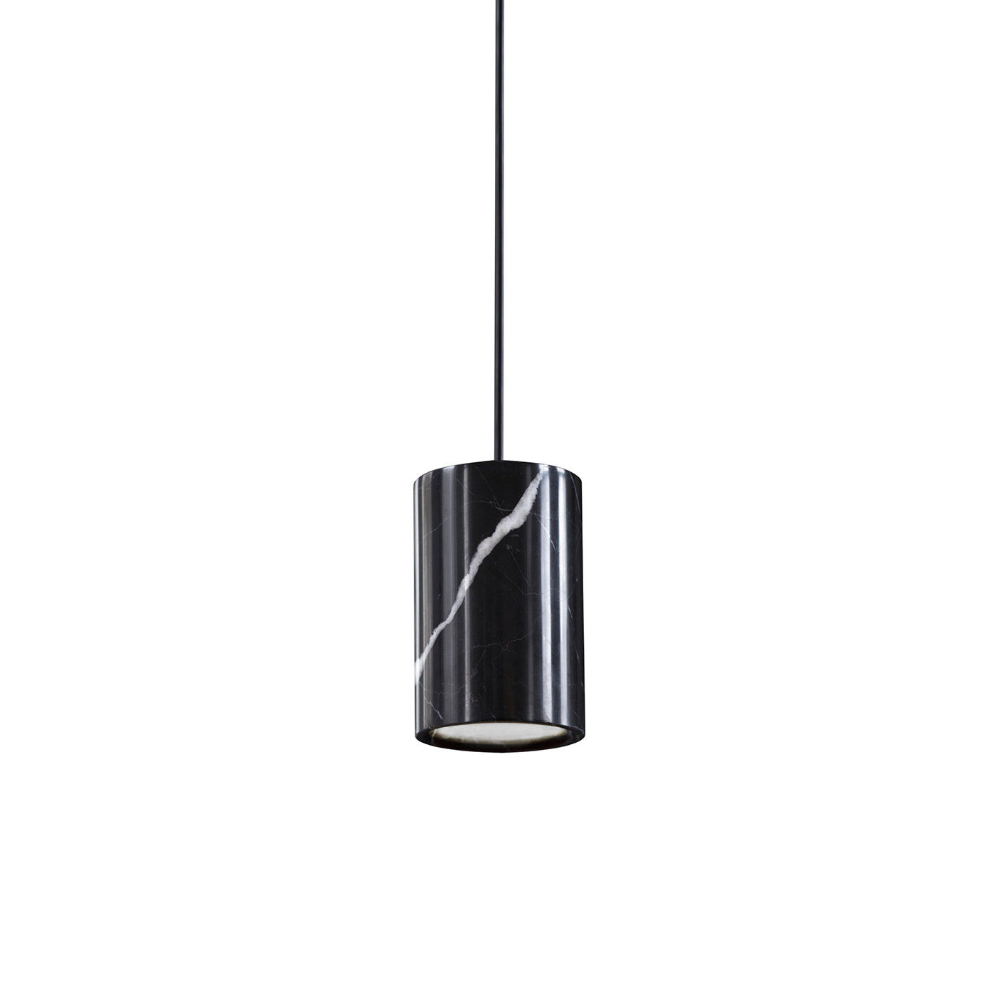 Solid Pendant: 1 + Cylinder + Nero Marquina Marble + Black