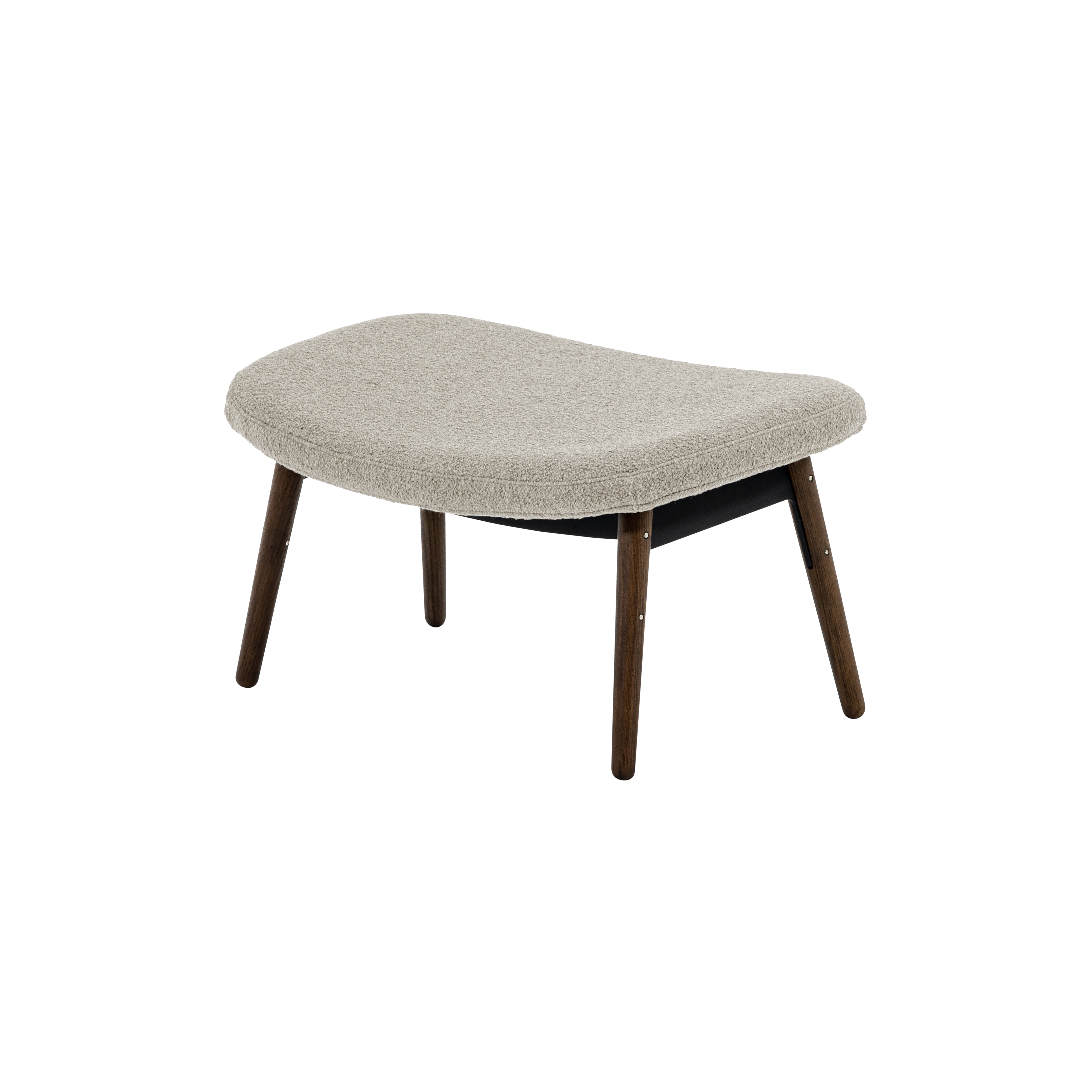 Ella Ottoman: Composite + Walnut + Black + Boucle Chalk