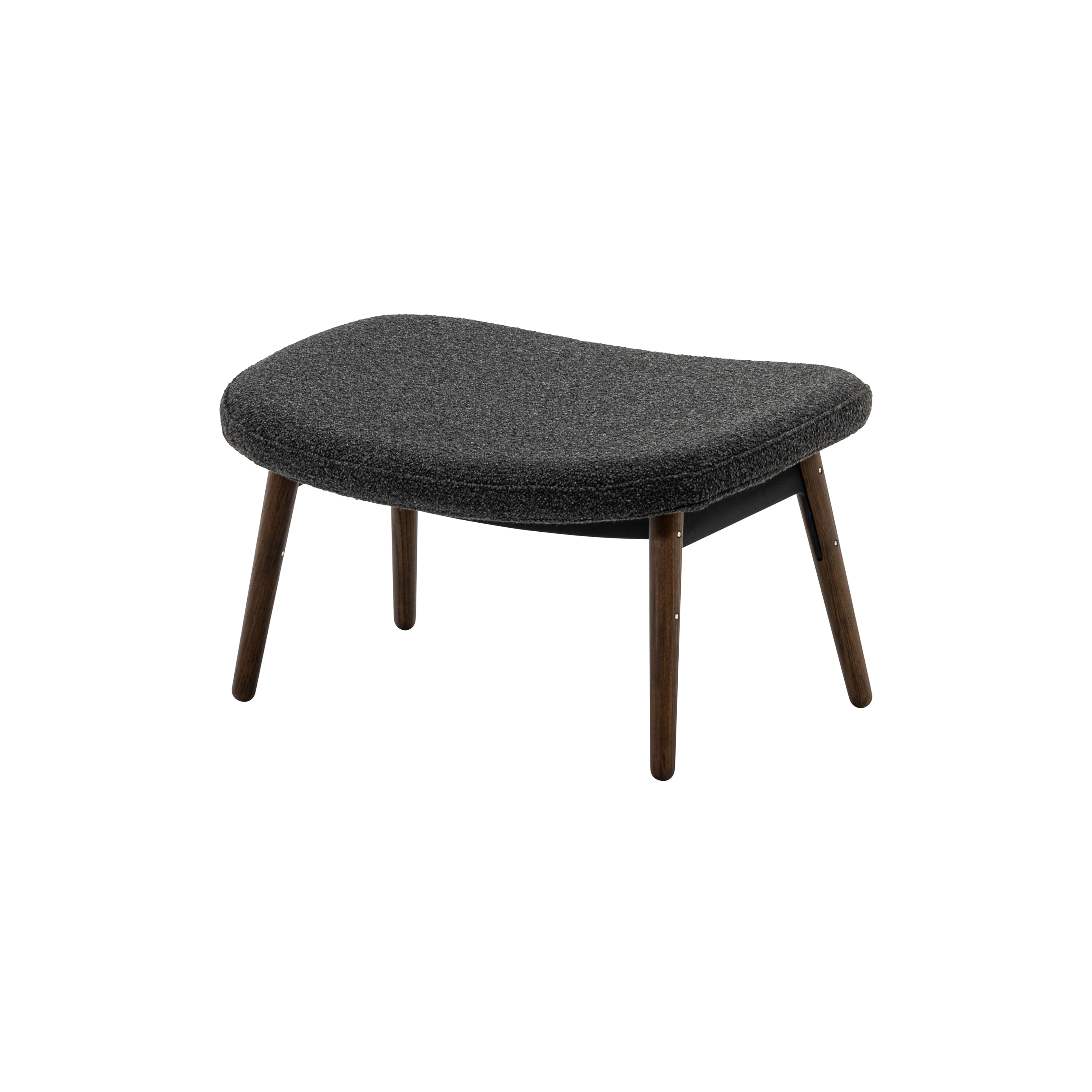 Ella Ottoman: Composite + Walnut + Black + Boucle Slate