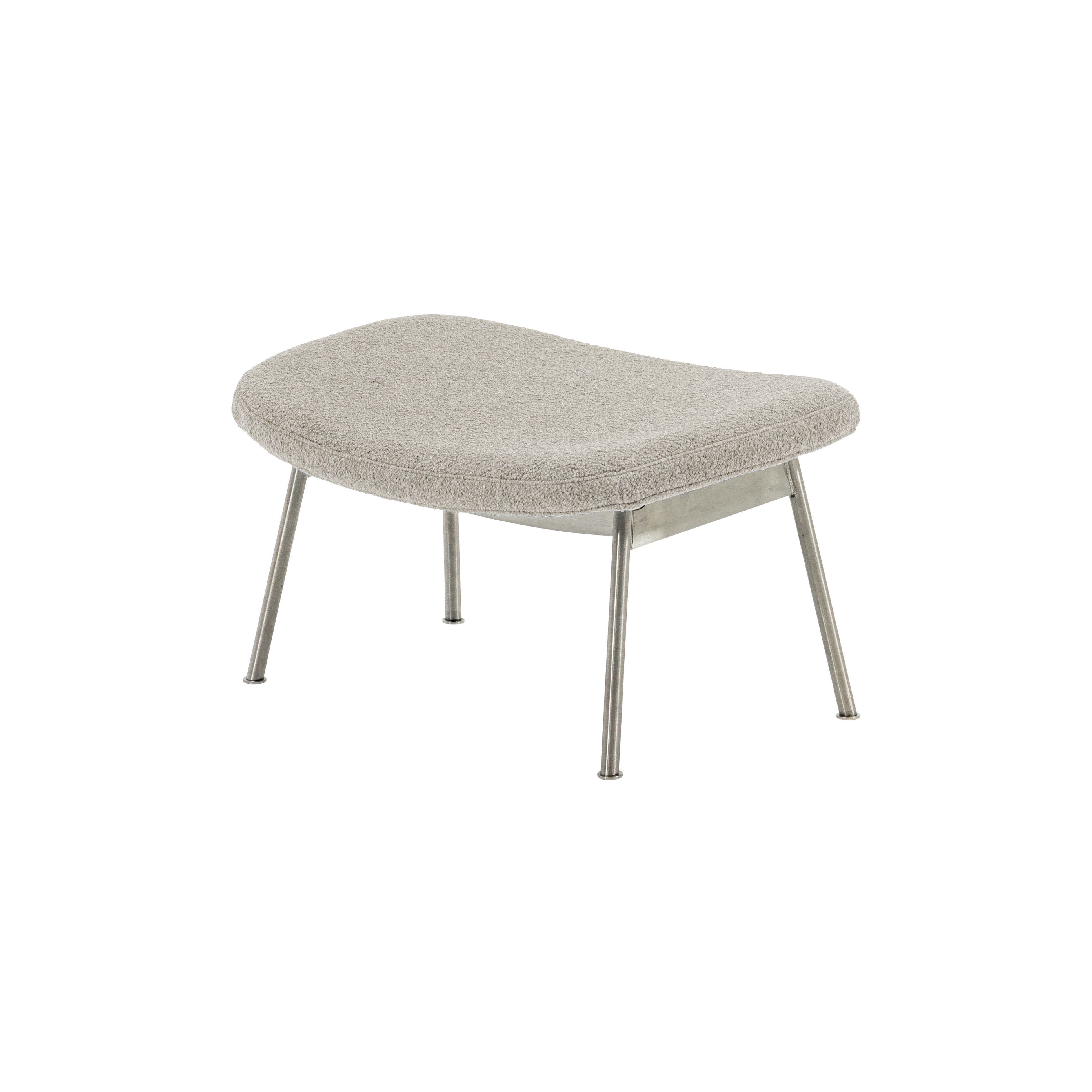 Ella Ottoman: Tubular + Stainless Steel + Boucle Chalk