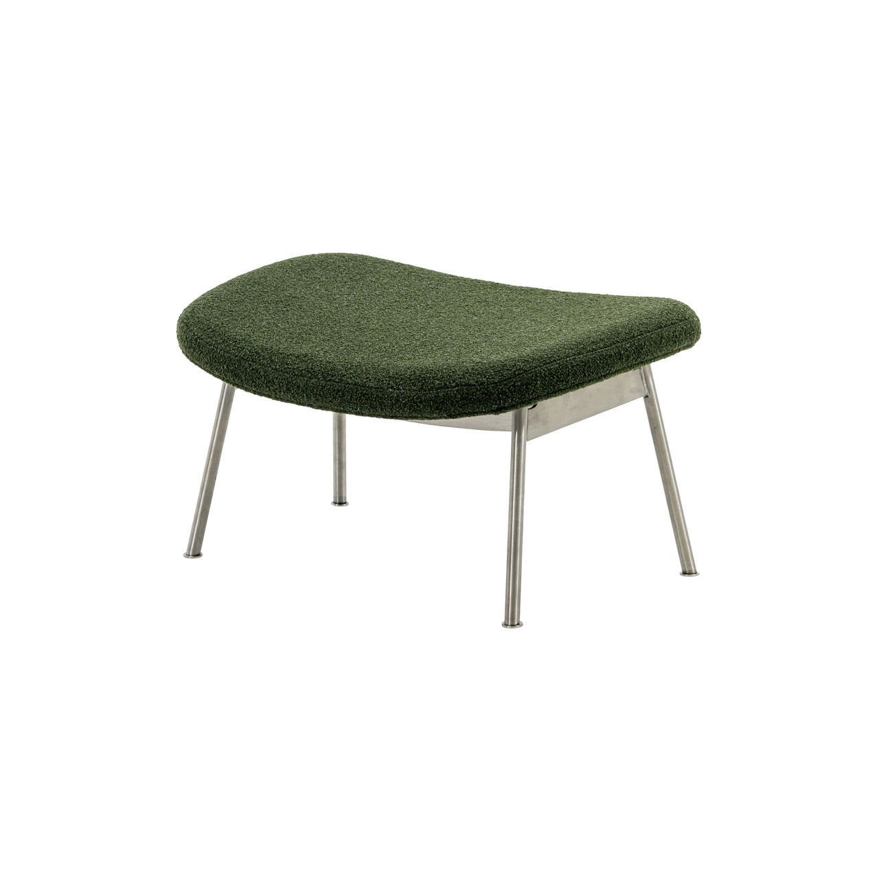 Ella Ottoman: Tubular + Stainless Steel + Boucle Moss