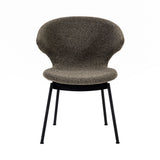 Ella Dining Chair: Tubular + Black + Fine Boucle Pepper