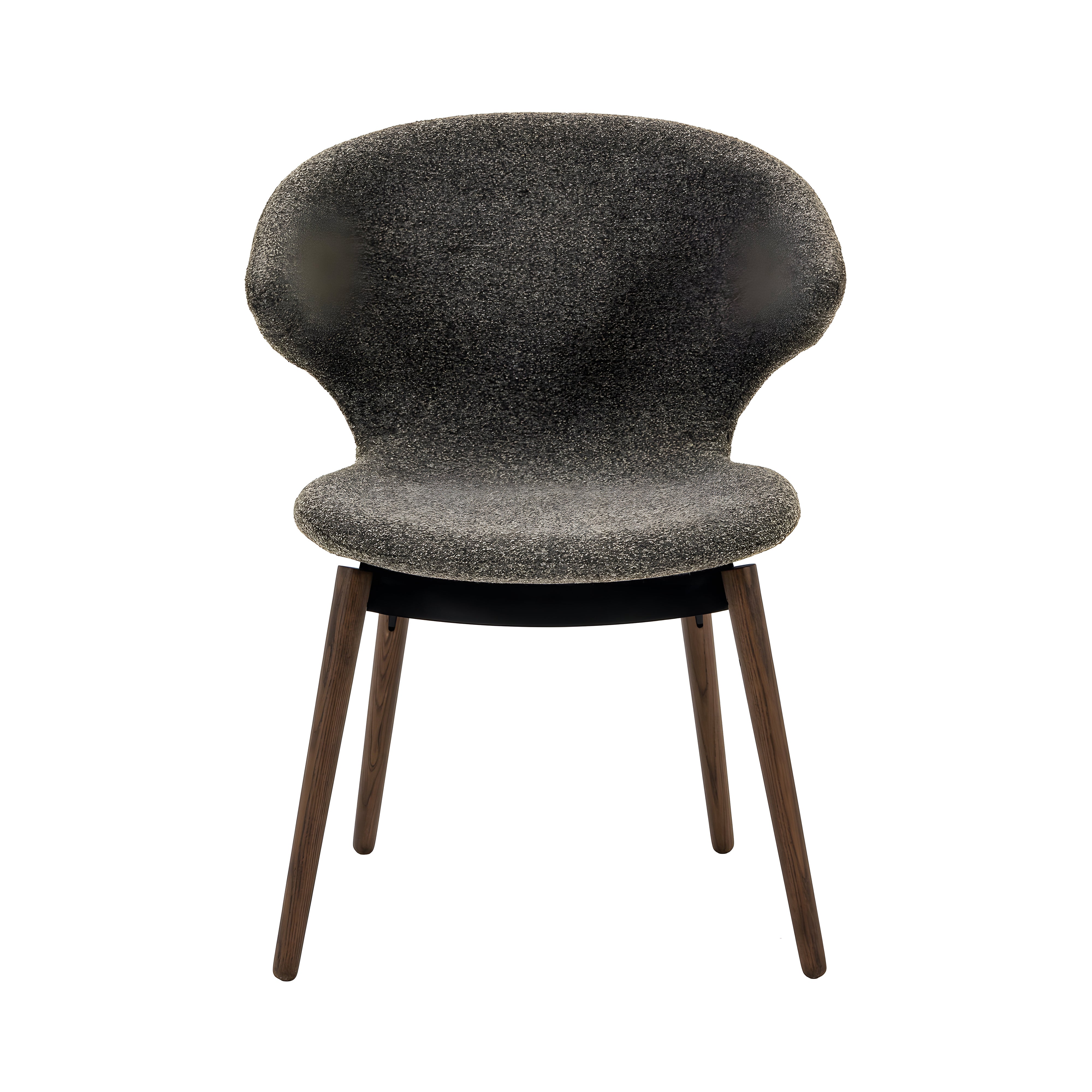 Ella Dining Chair: Composite + Walnut + Black + Fine Boucle Pepper