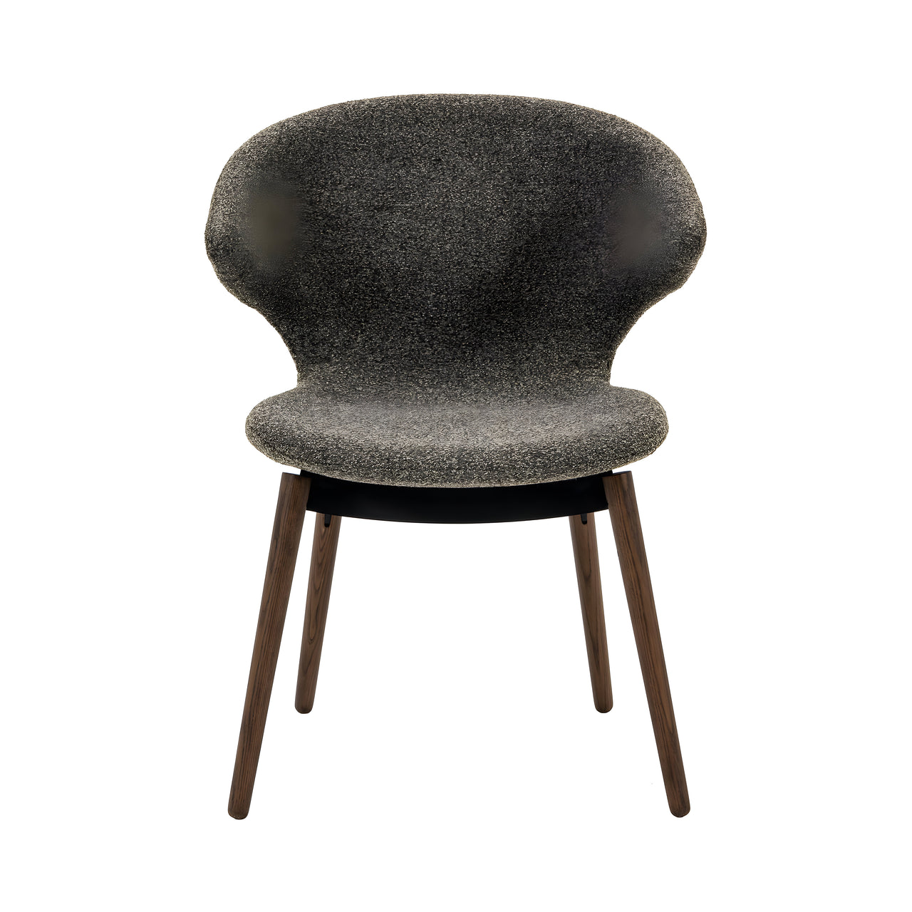 Ella Dining Chair: Composite + Walnut + Black + Fine Boucle Pepper
