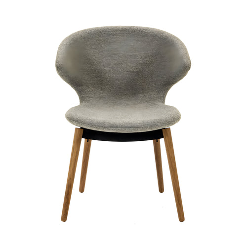Ella Dining Chair: Composite + Oak + Black + Fine Boucle Sable