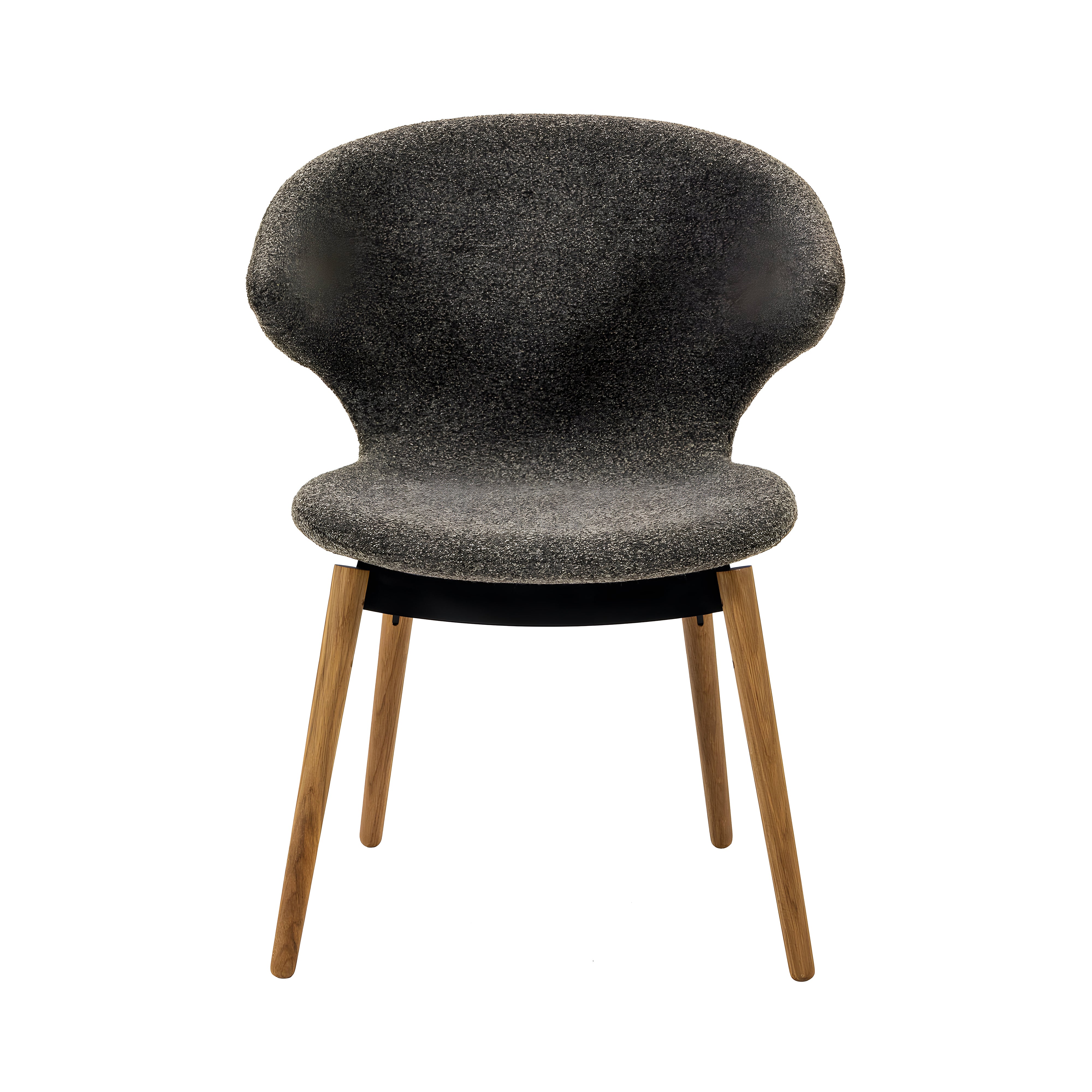 Ella Dining Chair: Composite + Oak + Black + Fine Boucle Pepper