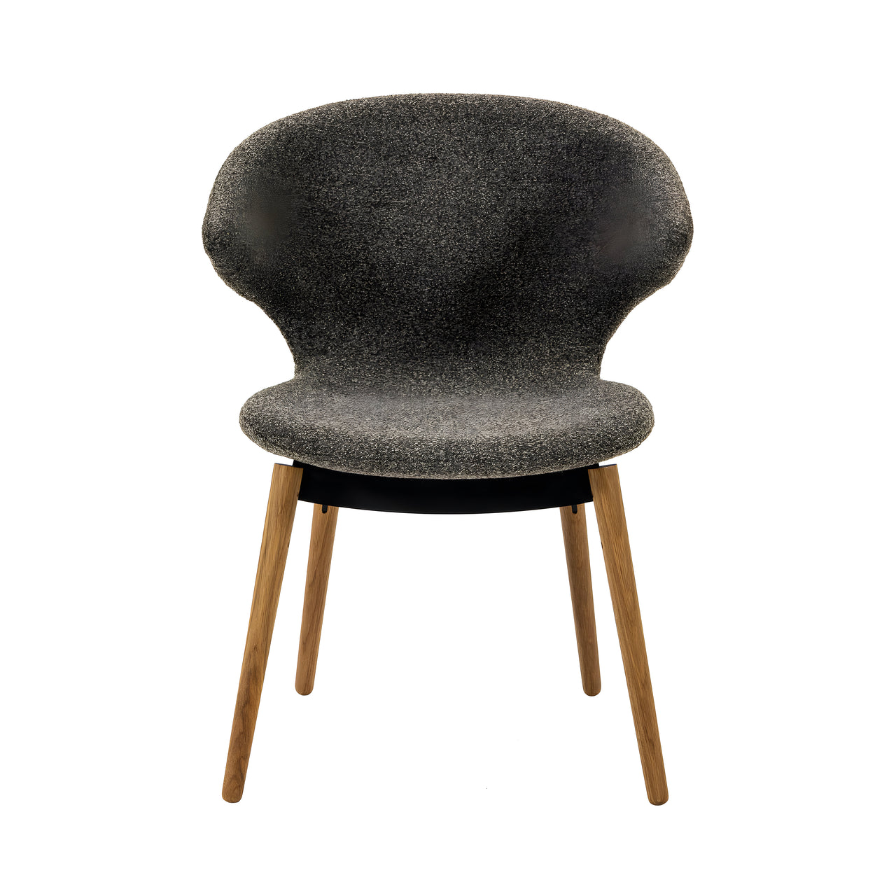Ella Dining Chair: Composite + Oak + Black + Fine Boucle Pepper