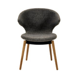 Ella Dining Chair: Composite + Oak + Black + Fine Boucle Pepper