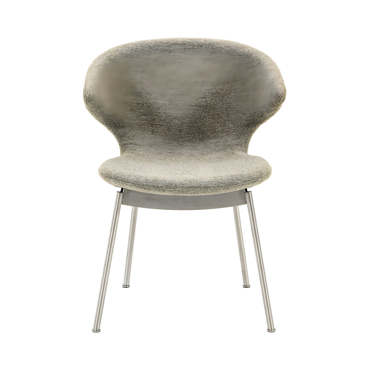 Ella Dining Chair: Tubular + Stainless Steel + Fine Boucle Sable