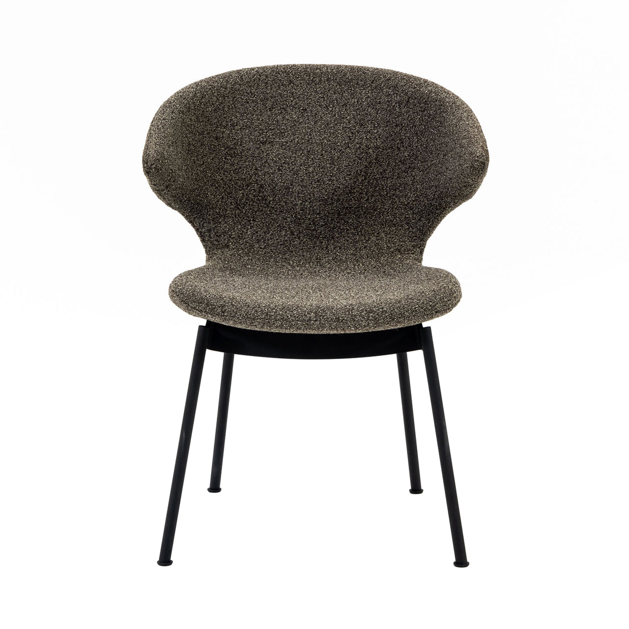 Ella Dining Chair: Tubular + Black + Fine Boucle Pepper