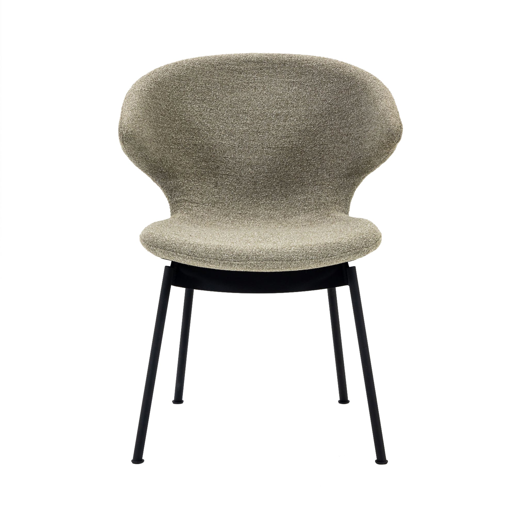 Ella Dining Chair: Tubular + Black + Stocked: Fine Boucle Sable