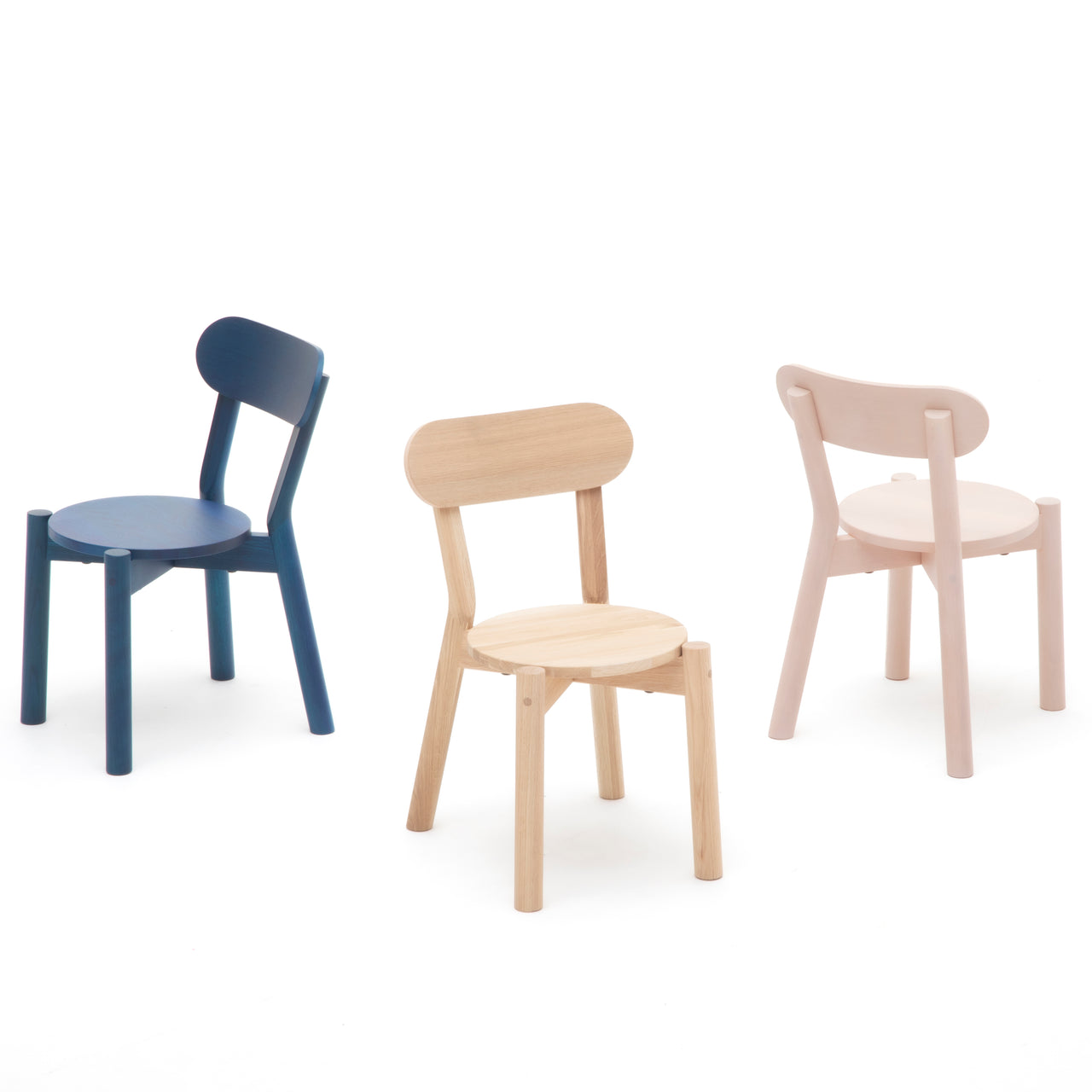 Castor Kids Chair: Indigo Blue Oak + Pure Oak + Pink White