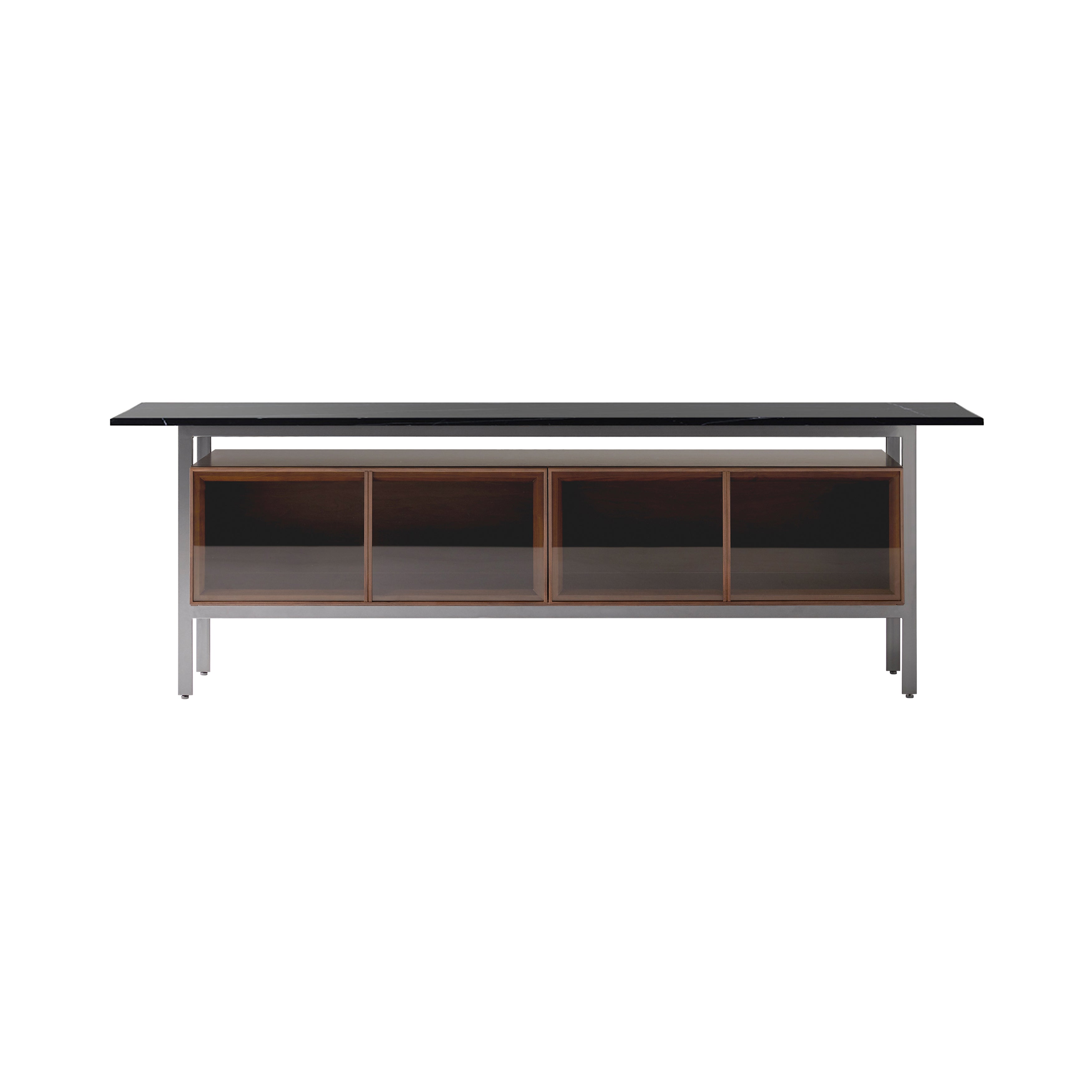 Chicago Glass Door Sideboard: Small + Silestone Marquina + Walnut Stained Walnut